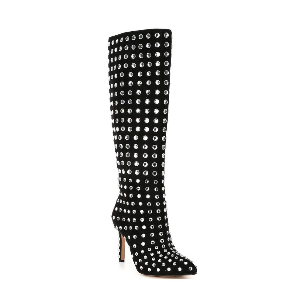 Gianni Bini Aimee Oversized Rhinestone Knee High Boots Black Size 5.5 - Picture 1 of 5